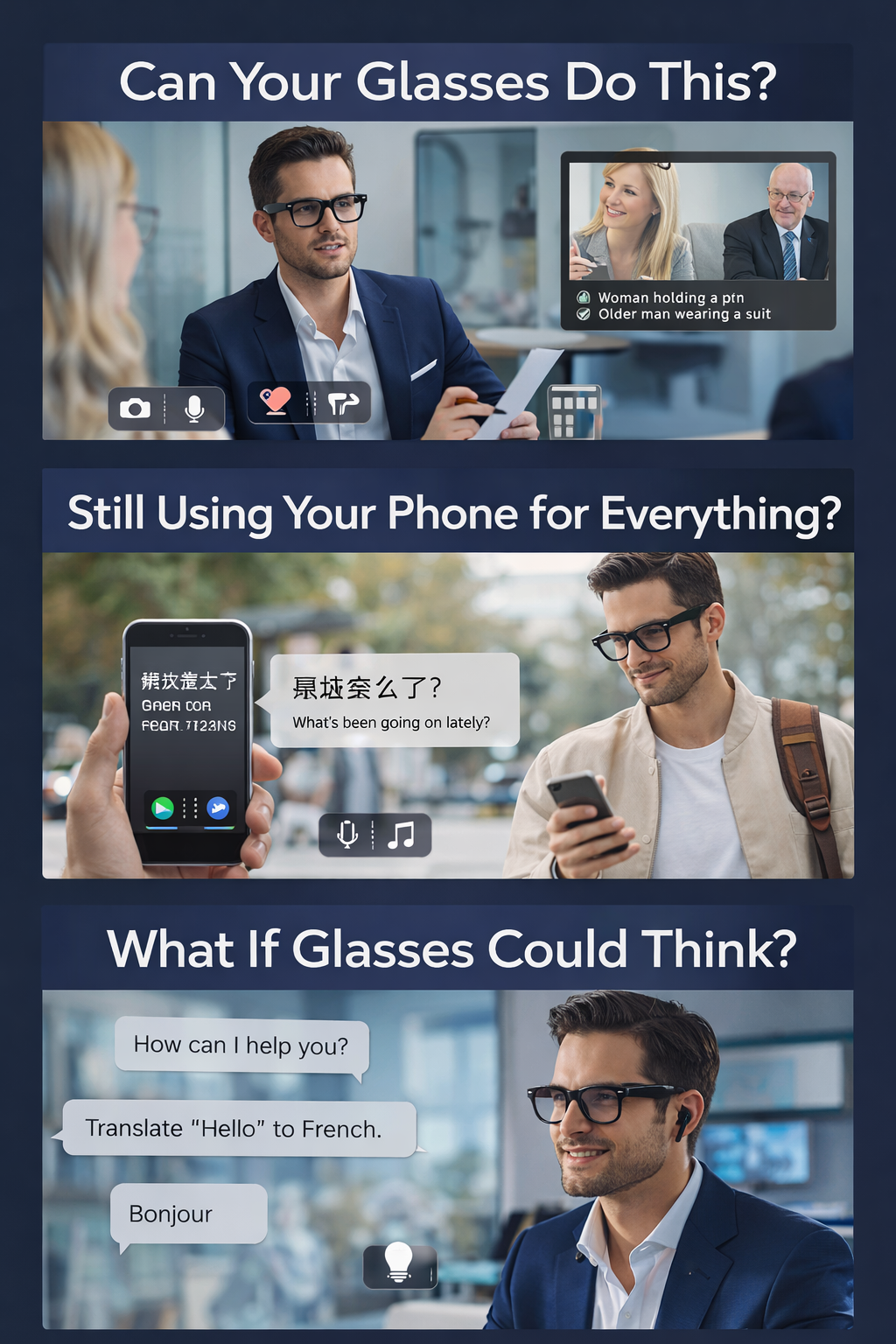 Morrison Portable Bluetooth HD POV Video Shooting Vlog AI Smart Glasses 8MP Camera Anti Shake WiFi