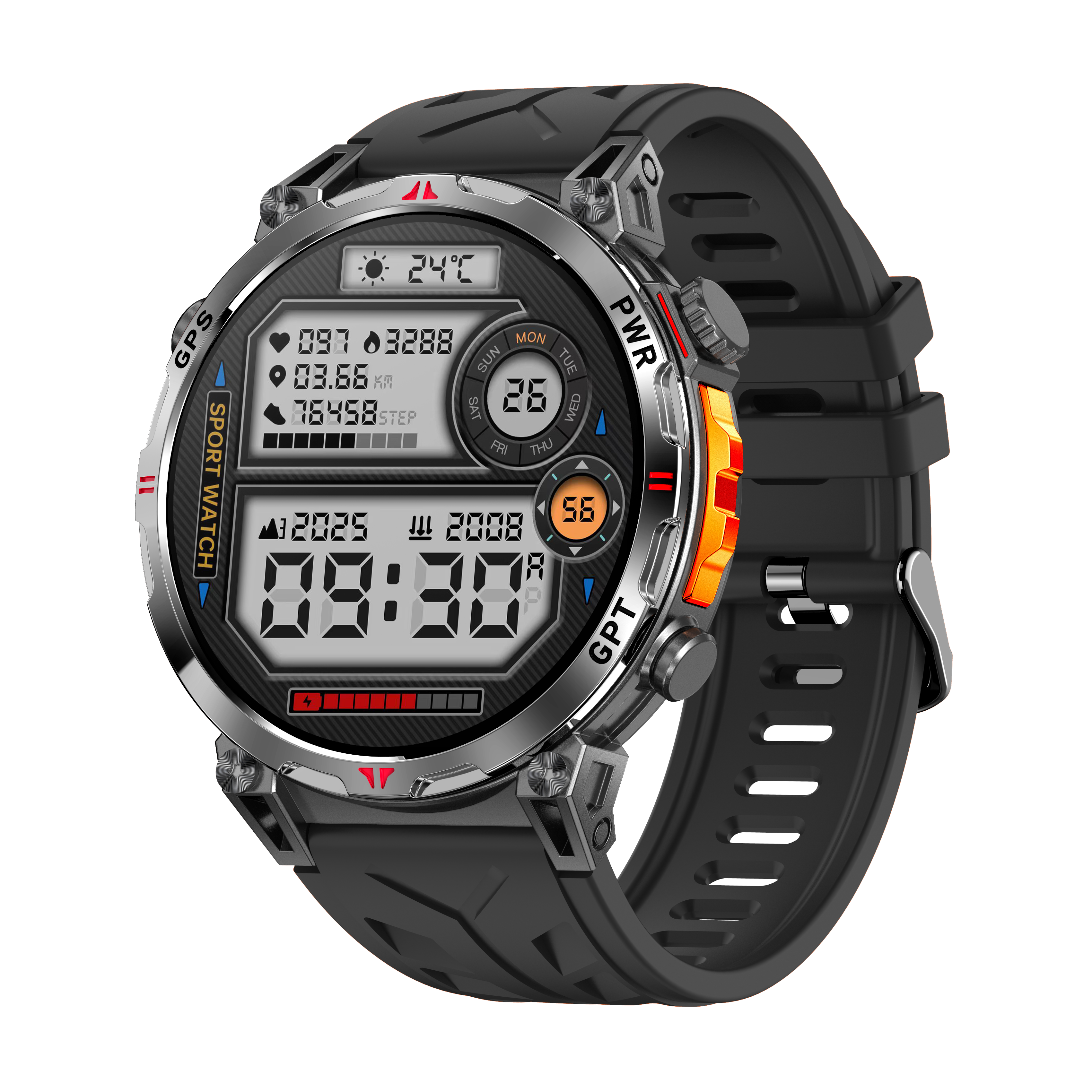 AI GPS Outdoor Sports Smartwatch with AMOLED Display, Voice Assistant & 3ATM Waterproofing