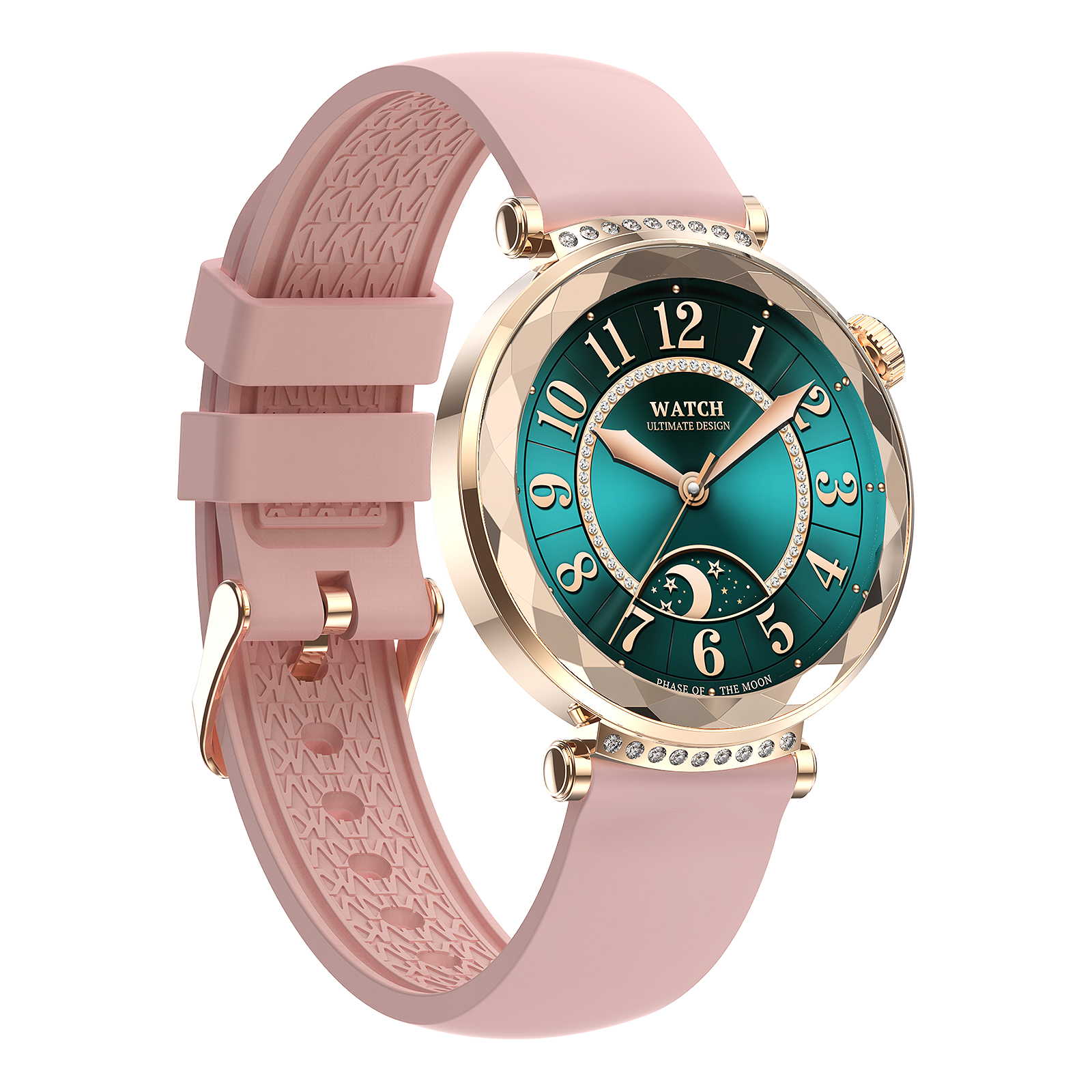 Women’s Fashion Smart Watch, Rose Gold Pink, Full Touch Screen, Heart Rate, Fitness Tracker, Waterproof