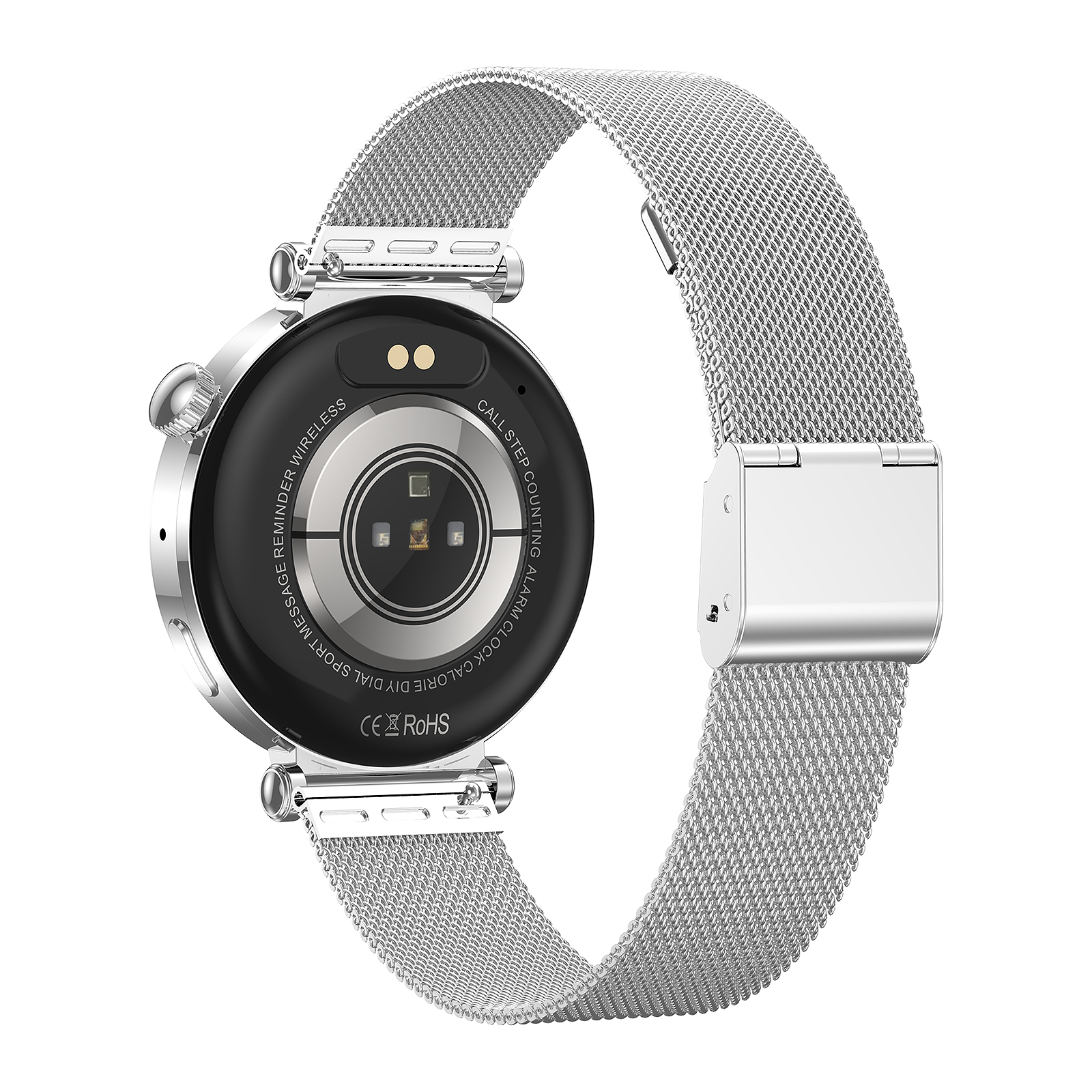 Elegant 1.19'' AMOLED Women’s Smart Watch, Silver Milanese Strap, IP68 Waterproof, Full Touch Round Display