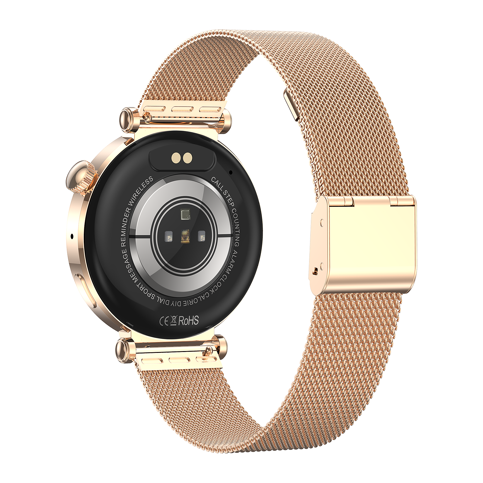 Elegant 1.19'' AMOLED Women’s Smart Watch, Rose Gold Milanese Strap, IP68 Waterproof, Full Touch Round Display