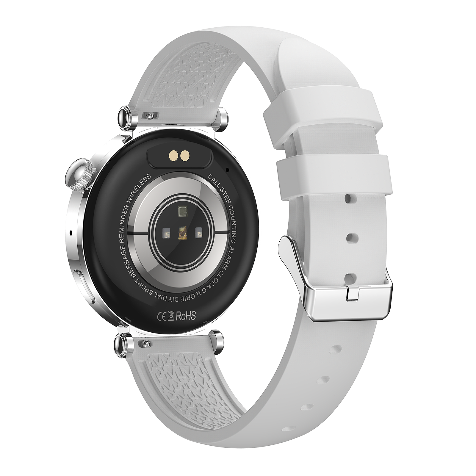 Elegant 1.19'' AMOLED Women’s Smart Watch, White Silicone Strap, IP68 Waterproof, Full Touch Round Display