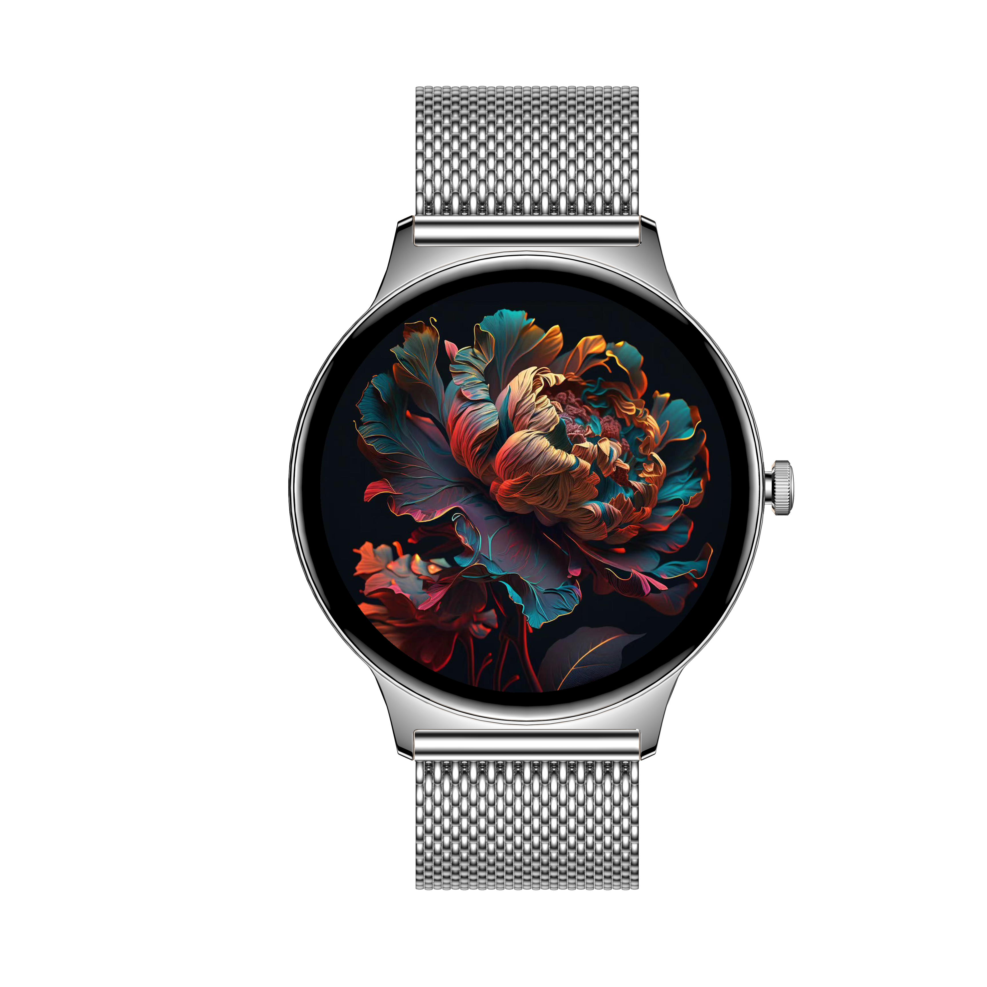 Luxury Ultra-thin Women’s Smart Watch, 1.43” AMOLED, Butterfly Dial, Stainless Steel Mesh, IP68 Waterproof