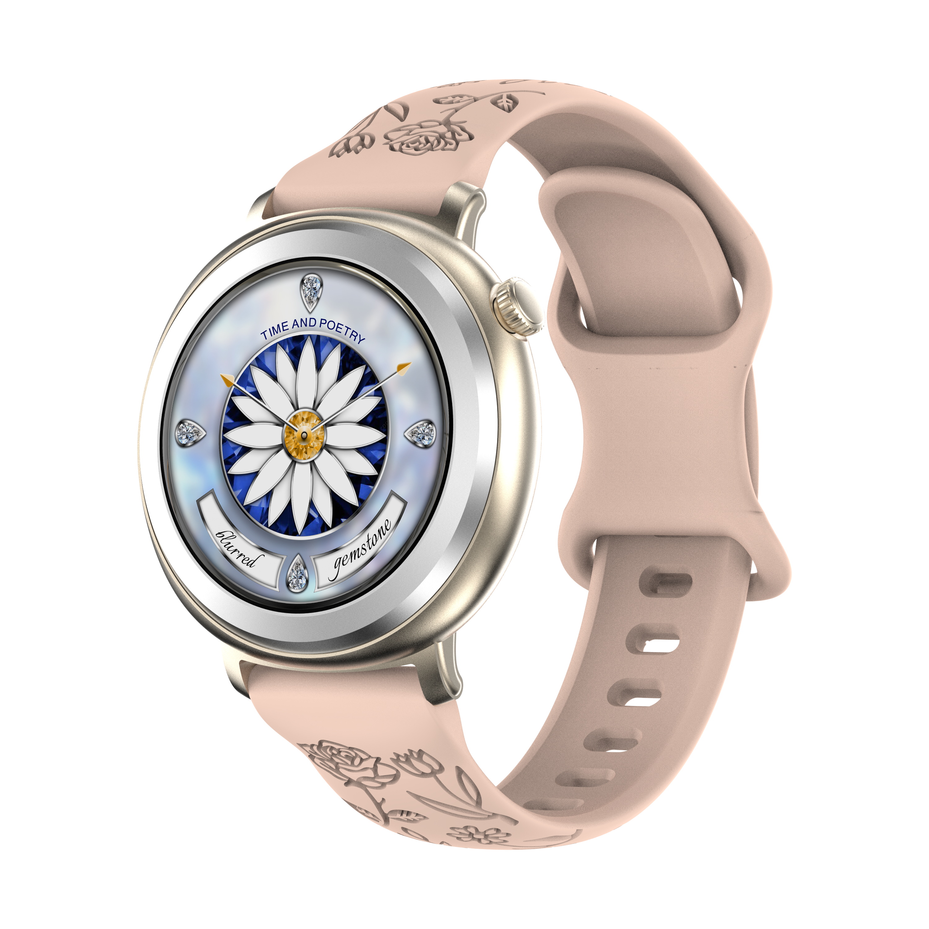 Elegant Round Women’s Smartwatch with Floral Band and Colorful Display