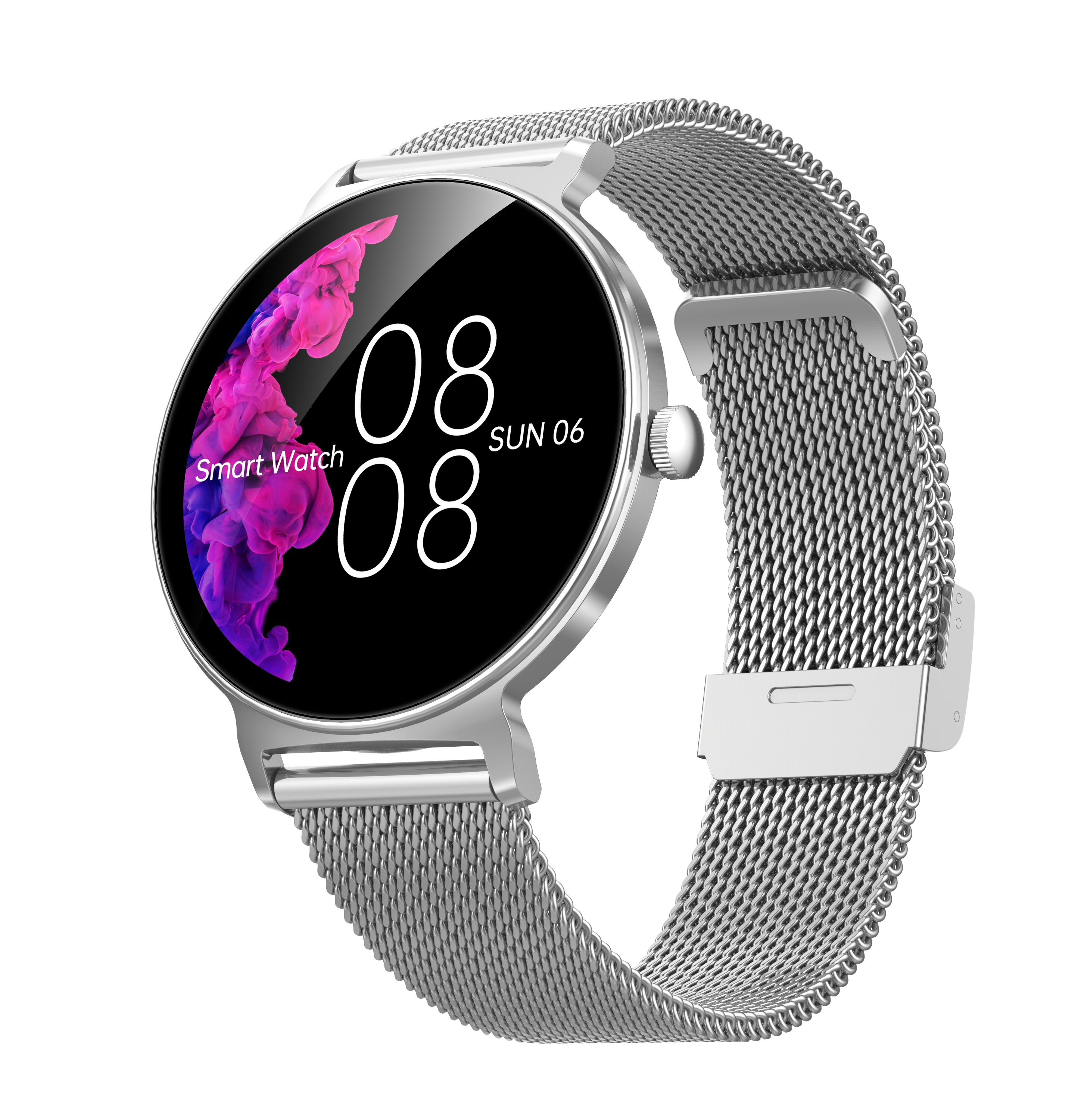 Elegant Round Women Smart Watch with Call Function, IP68 Waterproof, Slim Zinc Alloy Body