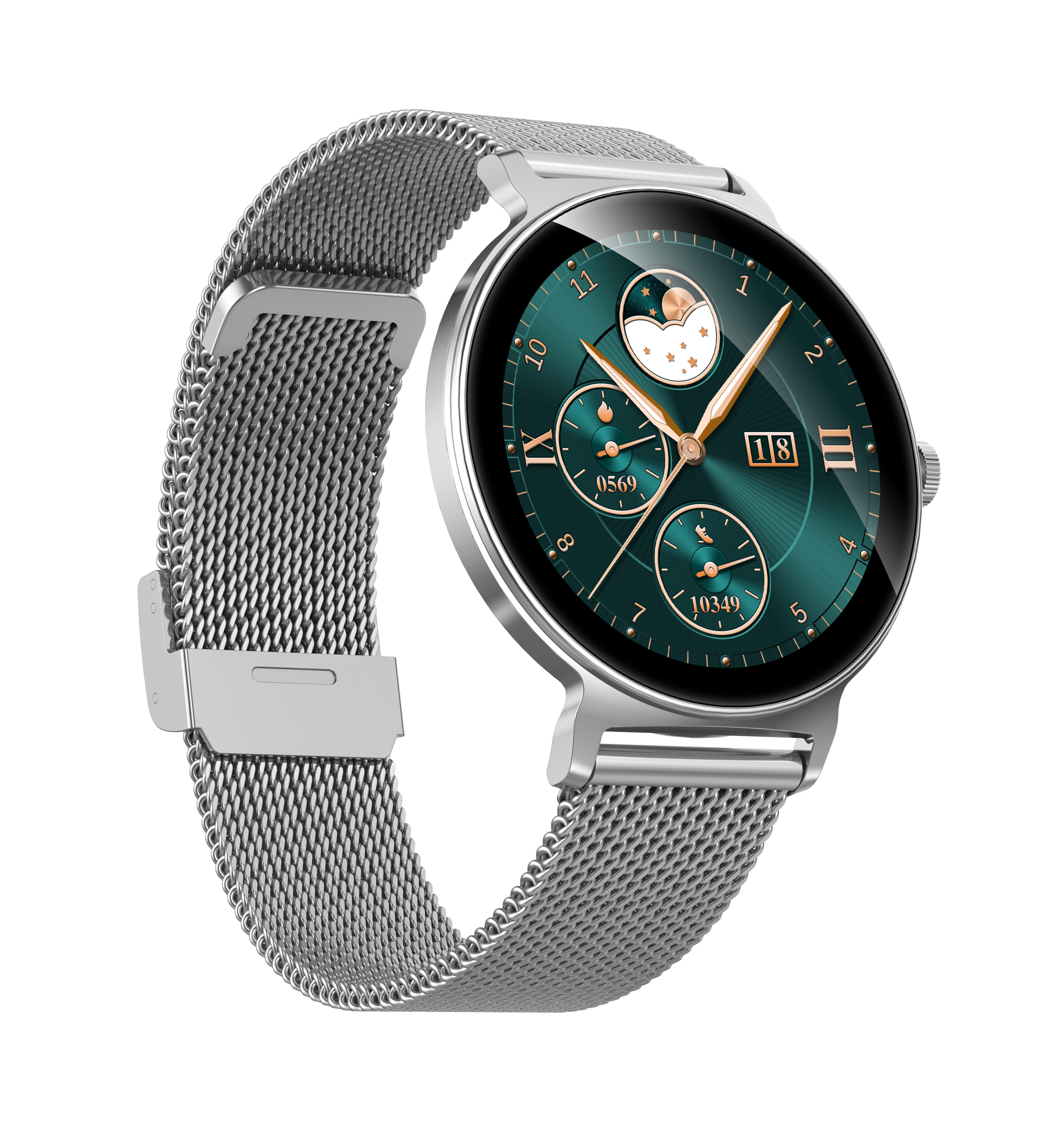 Elegant Round Women Smart Watch with Call Function, IP68 Waterproof, Slim Zinc Alloy Body