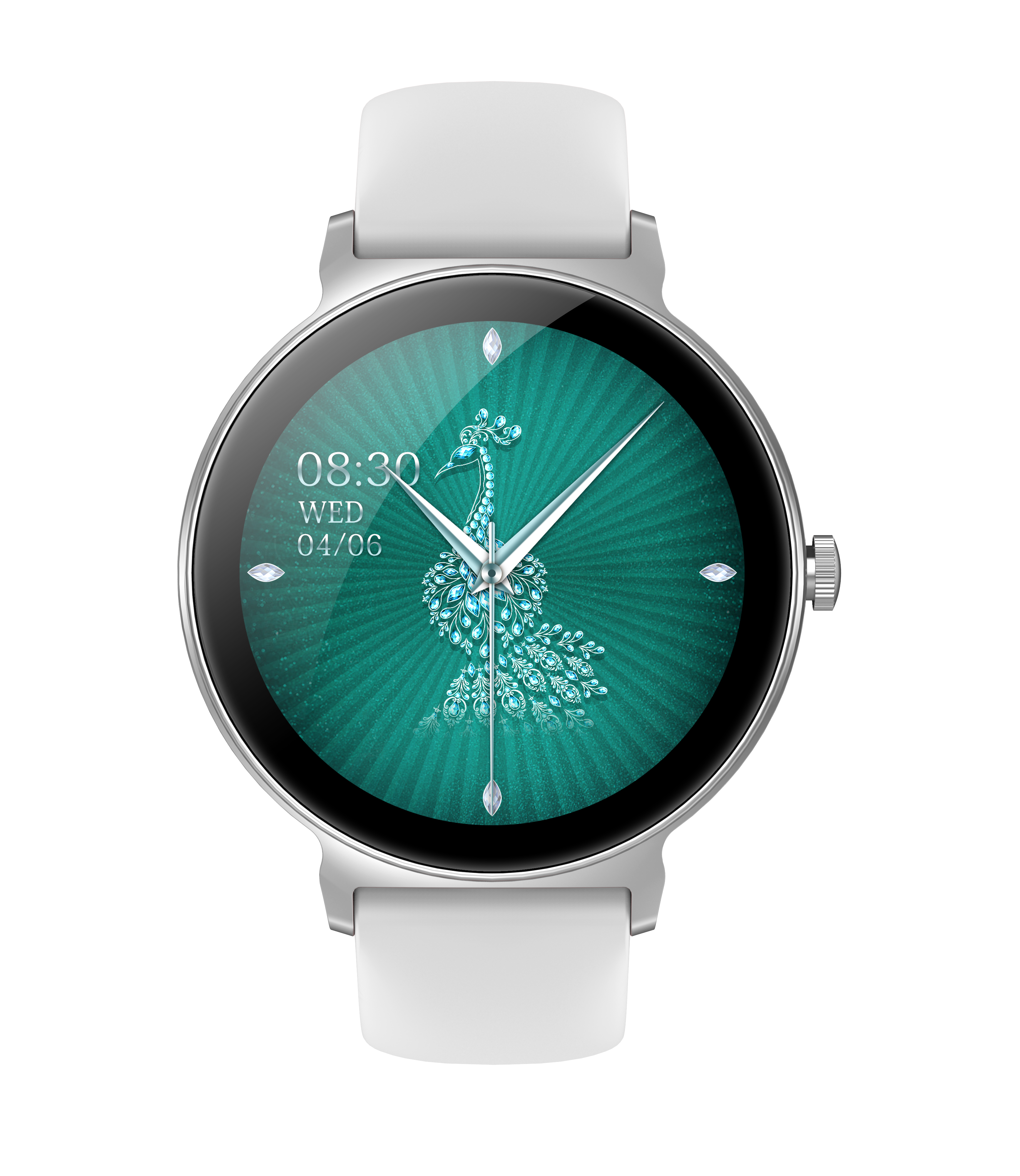 Silver Peacock Theme Fashion  1.27-inch HD Touchscreen Multi-Function  Round women smart watch