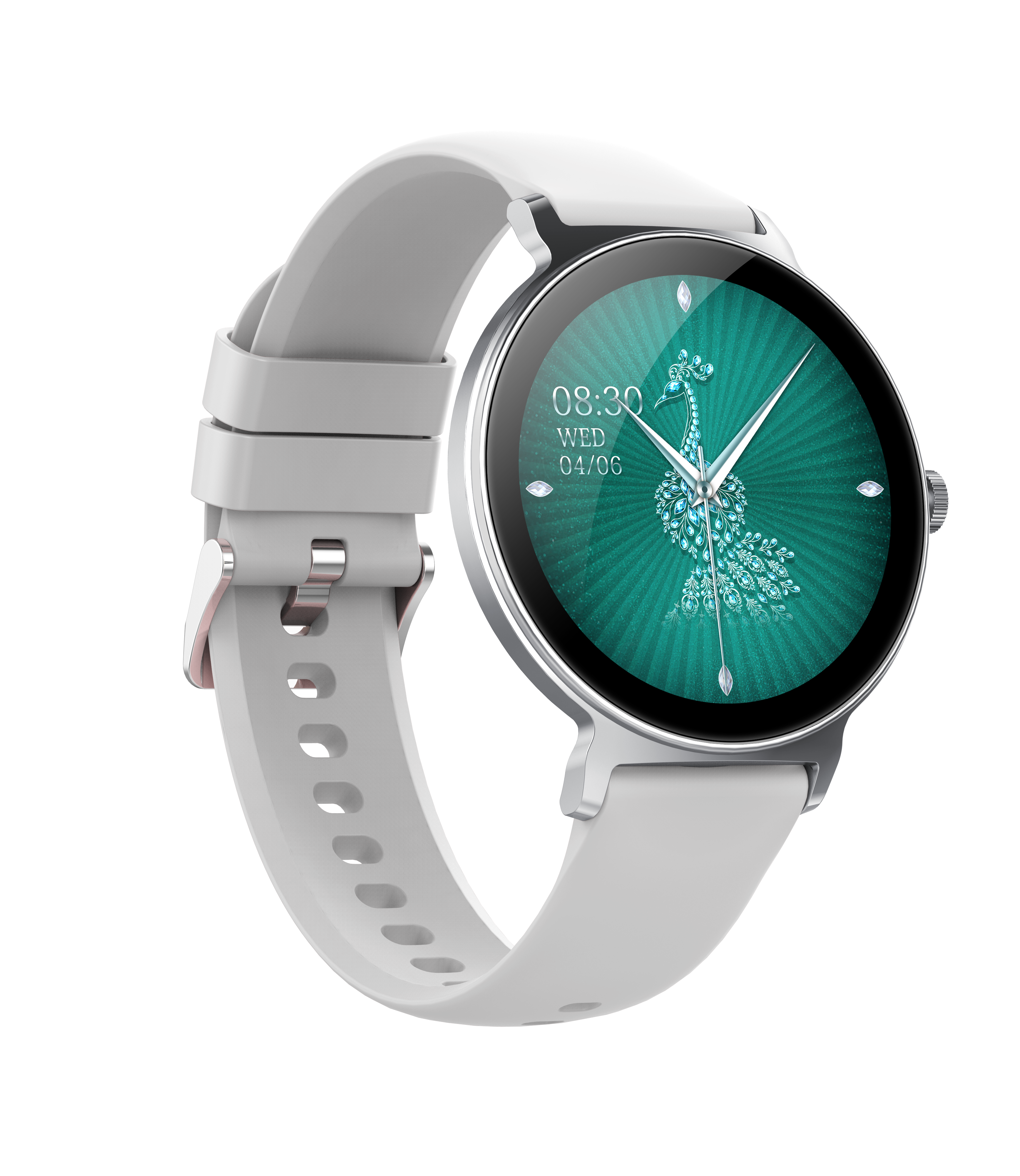 Silver Peacock Theme Fashion  1.27-inch HD Touchscreen Multi-Function  Round women smart watch