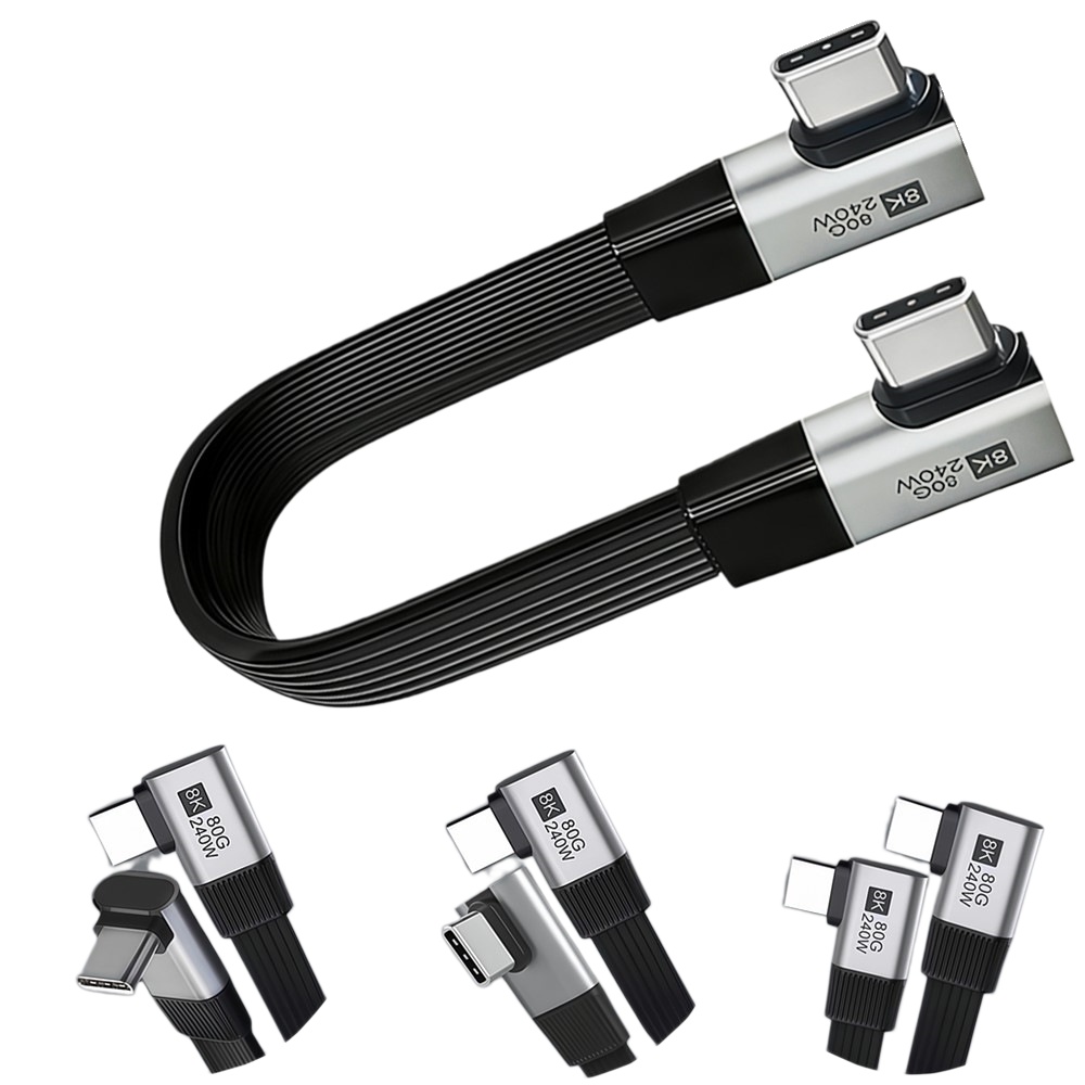 80Gbps USB4 Type-C Elbow Cable 240W Fast Charging 8K@60Hz Video Transmission for Gaming eSports Graphics Dock VR