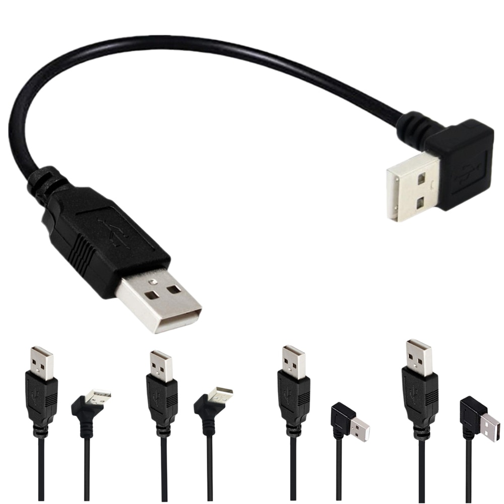 USB 2.0 Cable, USB Connection Cable, AM Elbow 90°, USB 2.0 Male to Male Extension Cable, 0.25m / 25cm