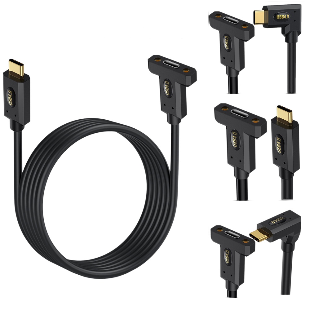 USB4 Type-C Male to Female Panel Extension Cable with Mounting Ears & Screws, 8K@60Hz, Thunderbolt Compatible, 240W Multi-Function