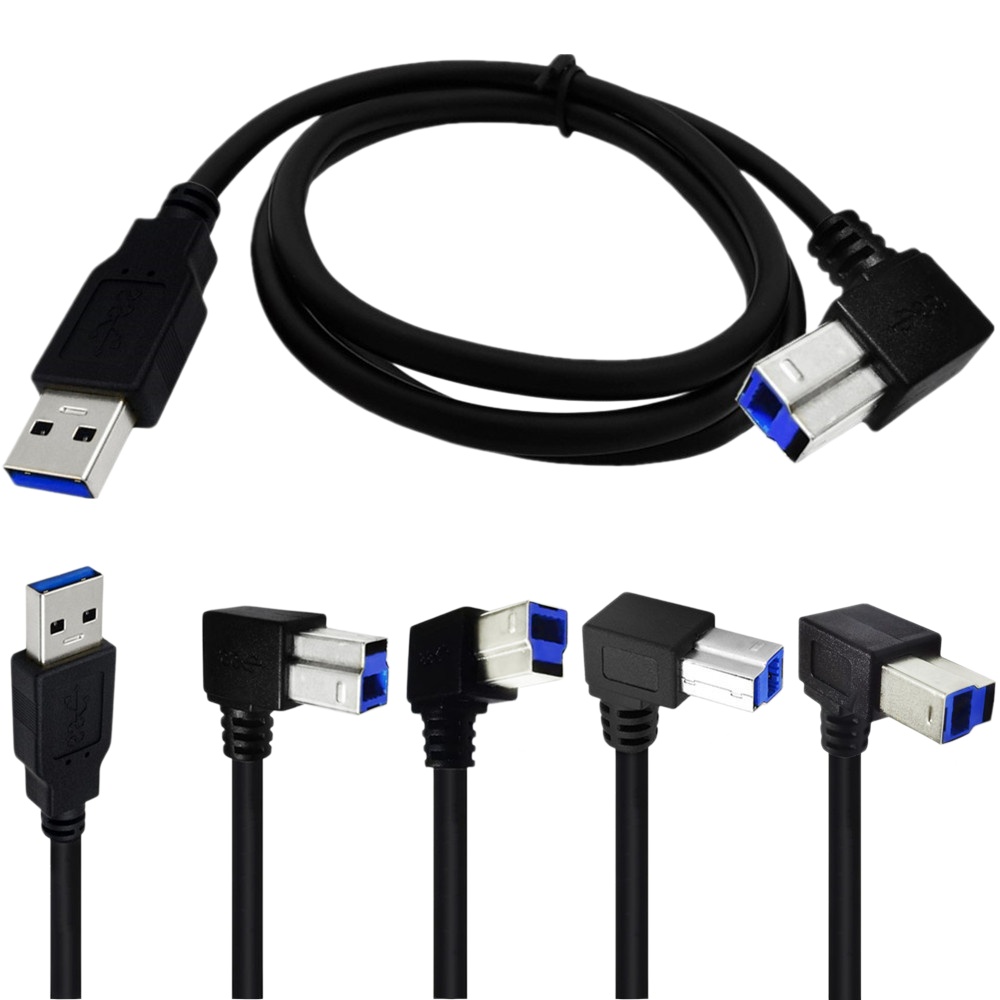 High Speed USB 3.0 Type A Male to Type B Male 90° Angled Cable for Printer, Monitor, Scanner