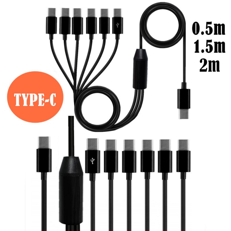 Type-C 1-to-2/3/4/6 Charging Cable, Multi-Functional All-in-One Type-C Port Charging Data Cable