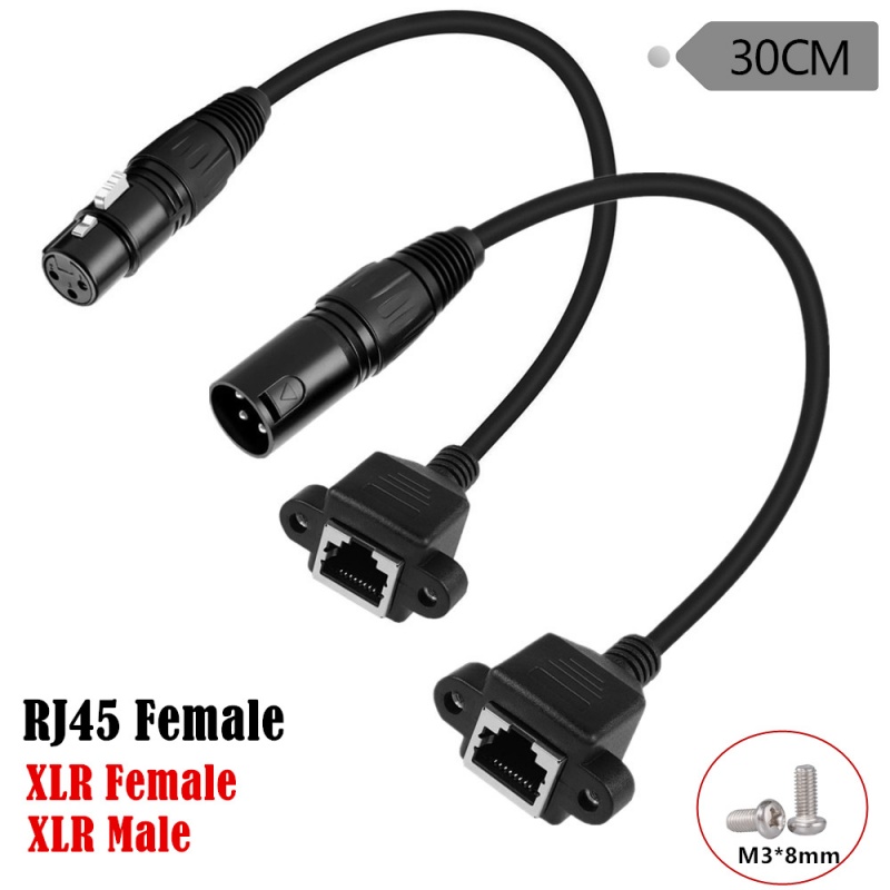 Cannon XLR 3-Pin Male/Female to RJ45 Female with Ears Audio Cable, Suitable for DMX-CON Controller Series