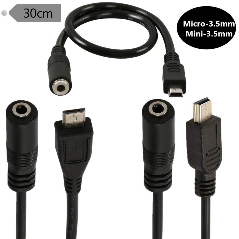 DC 3.5mm Female to Mini 5P Male/Micro 5P Male Audio Cable for Microphone/Headphone to Phone Connection