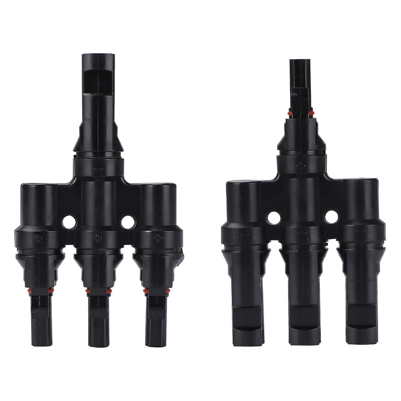 T-Type 3-Way 1000V MC4 PV Connector, Solar Panel Parallel Adapter, 1-to-4 Splitter Plug for Solar Modules
