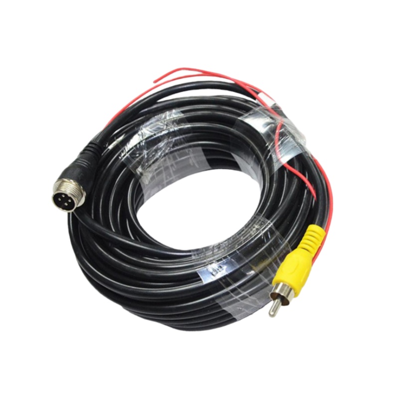 Vehicle-Mounted Surveillance Video Cable, M12 Aviation to AV RCA Connector + Power Integrated Cable, RCA Video Extension Cable