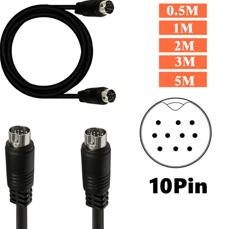 S-Video 10-Pin Male-to-Male Connection Cable, Component Video Cord with Mini DIN 10-Pin for Video Equipment