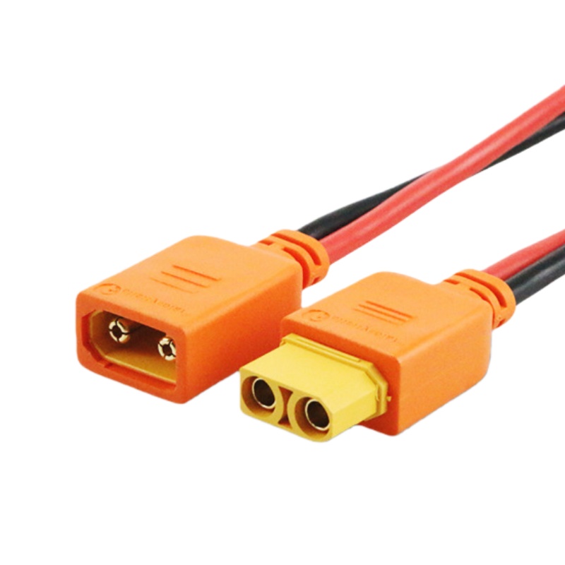 High-current Male-Female Connector Plug, 10AWG Red-Black Ames 90 Connection Cable, Male-Female Butt Contact Pins