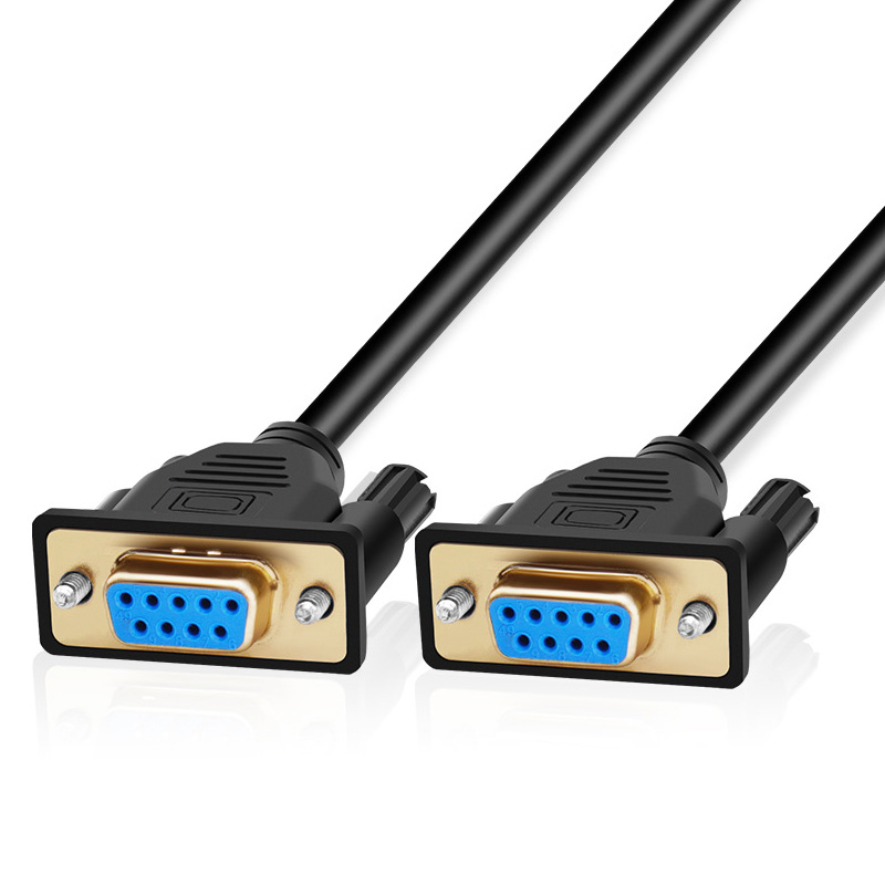 DB9 Plug Cable, RS232 Industrial Control Cable, COM Shielded Engineering Cable, Female-to-Female Attendance Machine Data Cable, Straight & Cross Connection