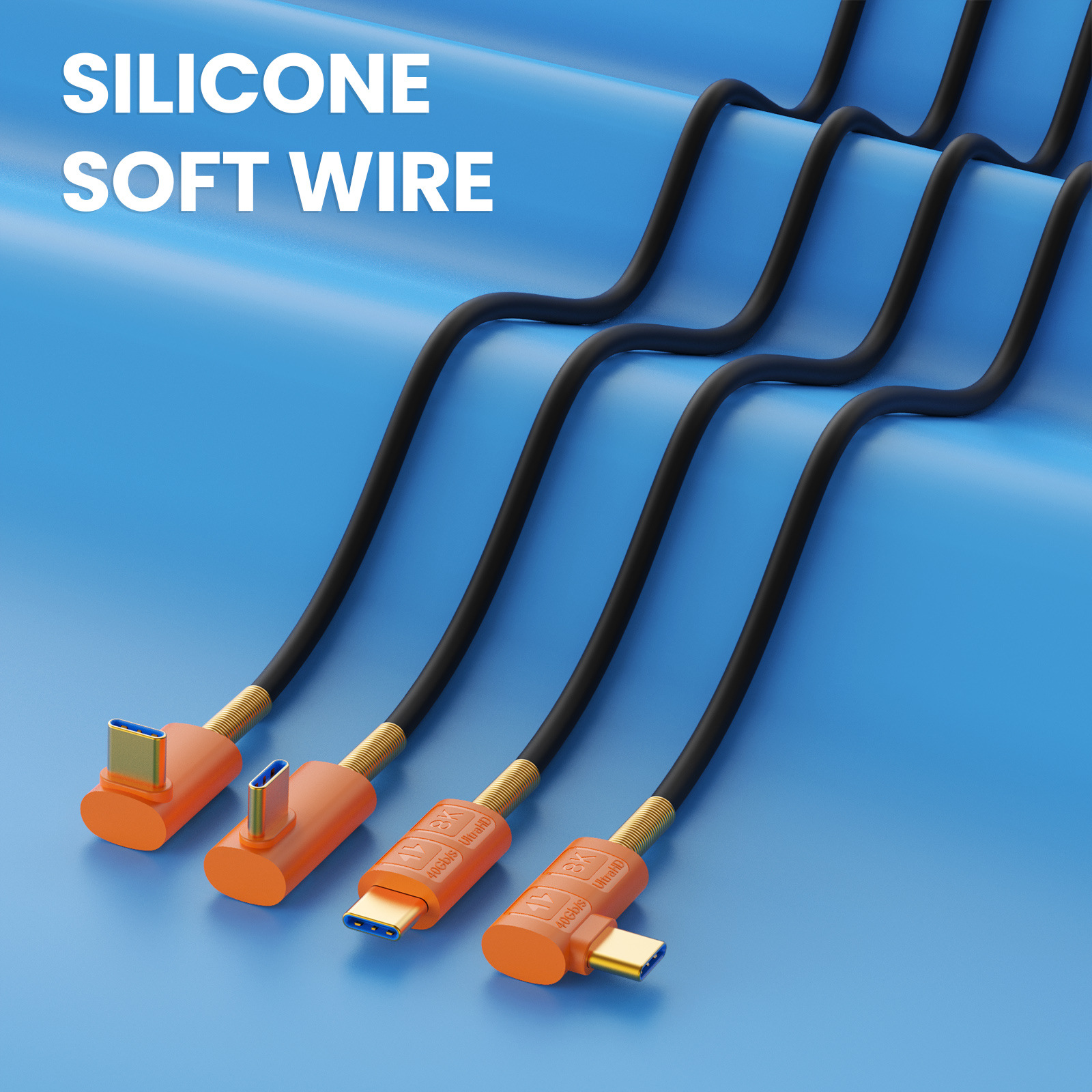 USB4 Cable with Soft Silicone Type-C, Thunderbolt Compatible, 40Gbps High-Speed Data Transfer, 8K Video Output, PD 240W Fast Charging