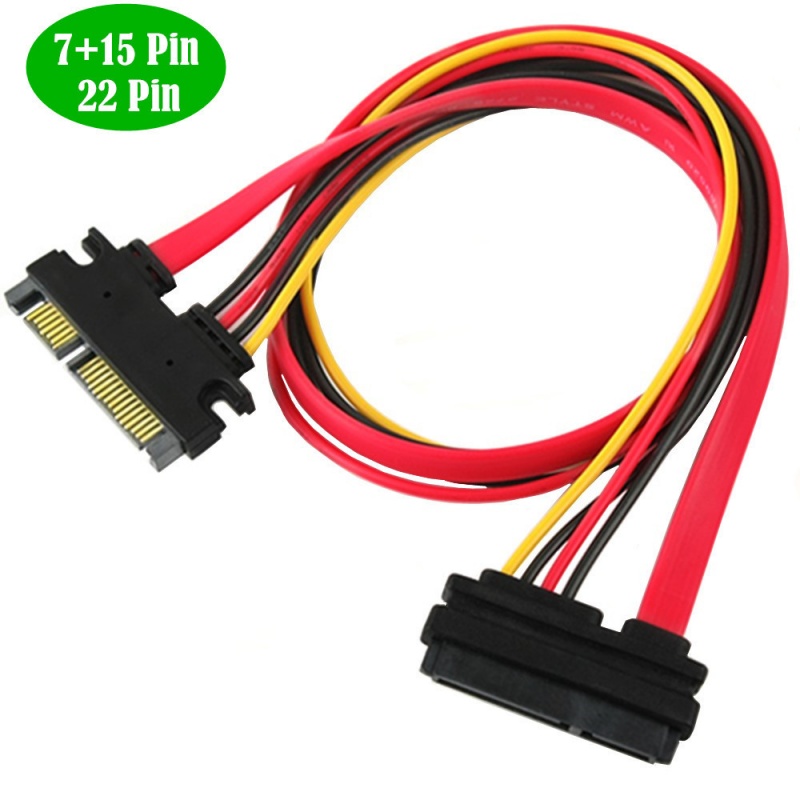 7+15 Pin SATA Extension Cable, 22-Pin SATA Male-to-Female External Extension Cord for Hard Drives and Optical Drives