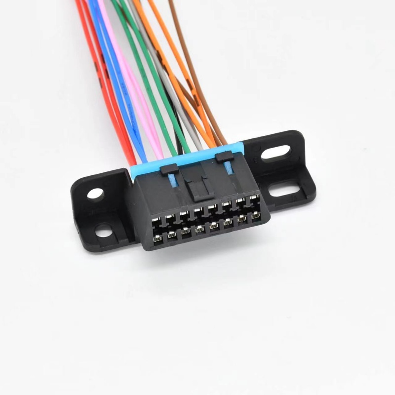 16-Wire Black Plug for Automotive OBD Diagnostic Port - 16-Pin Female Connector, OBD Wiring Harness Socket
