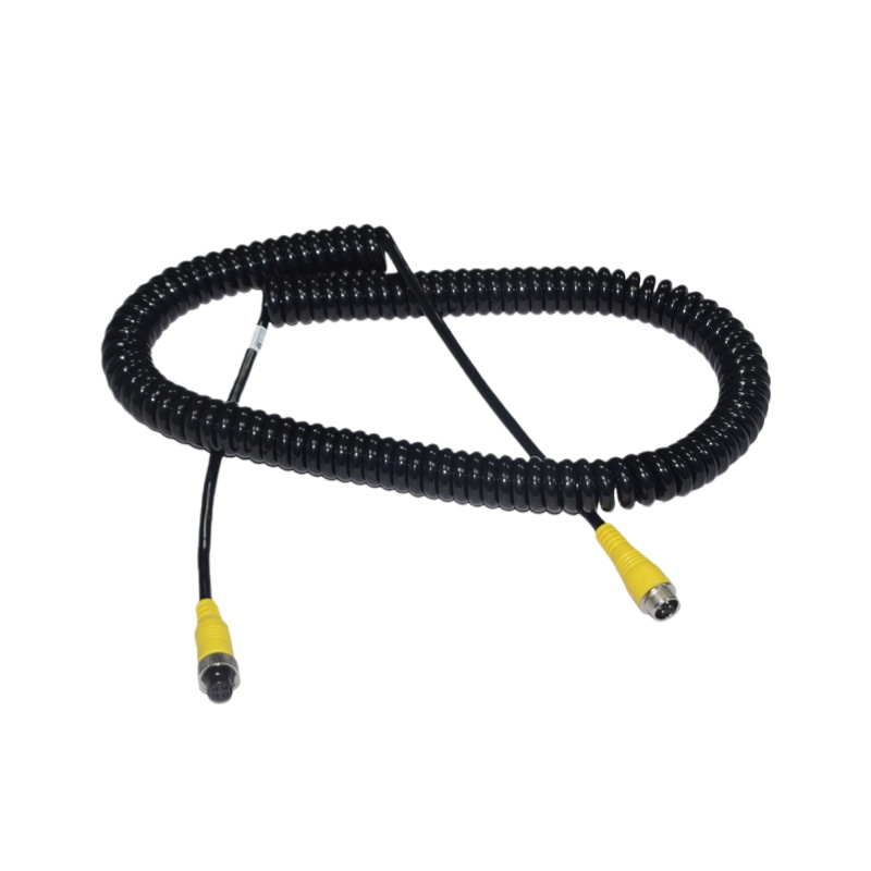 4-Core Spring Aviation Cable, M12 Spiral Cable, 4-Pin Retractable Coiled Cable, In-Stock Automotive Connection Cable, Truck Video Cable