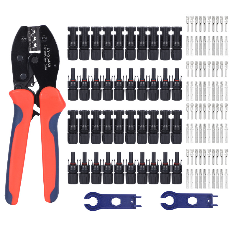 MC4 Connector Crimping Tool Kit (6 Sets), Solar Photovoltaic Male-Female Plug Connection Kit