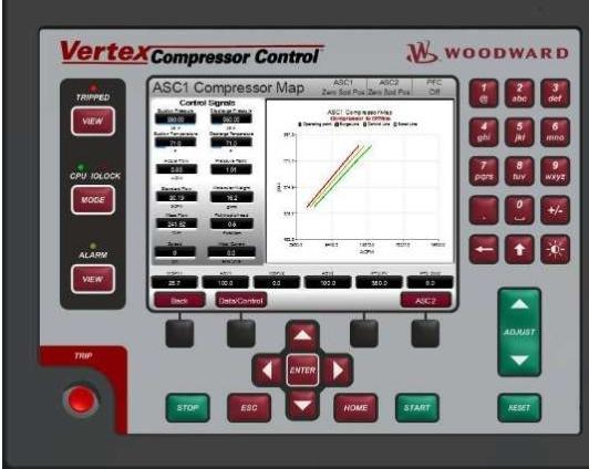 How many units does WOODWARD Vertex's load distribution function support linkage, and what are the characteristics of configuration and communication?