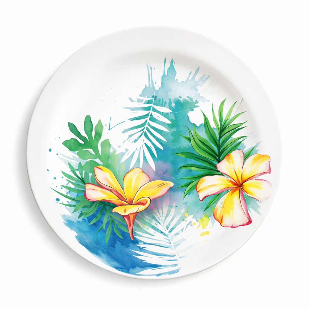 10 Inch Tropical Floral Melamine Dinner Plate – BPA Free Out