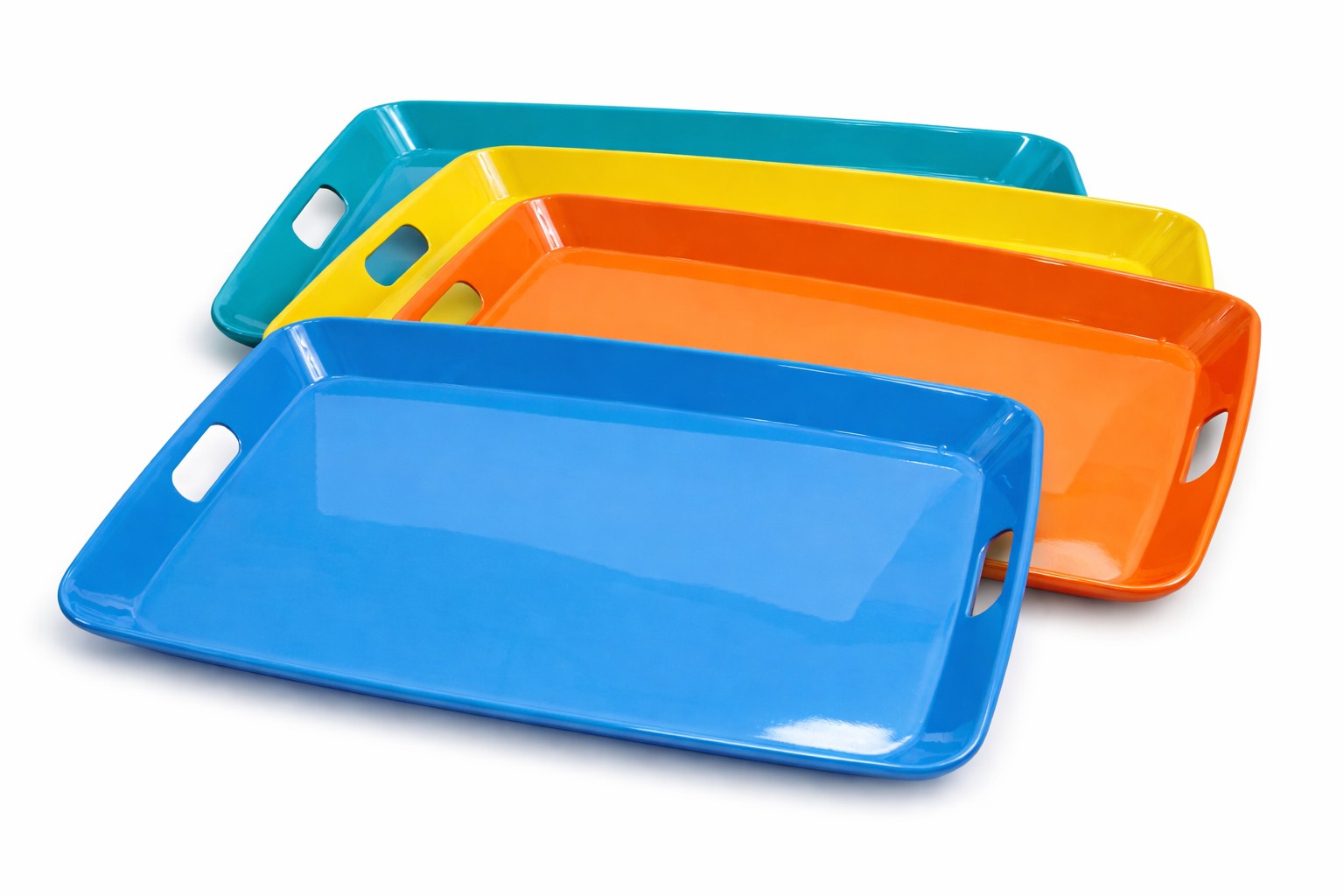 6 Inch Rectangular Melamine Serving Tray with Handles – Dura