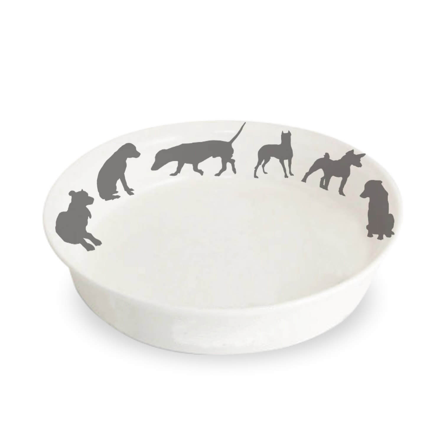 Silhouette Dog Print Melamine Pet Bowl – Minimalist Non-Slip Dish for Small Pets