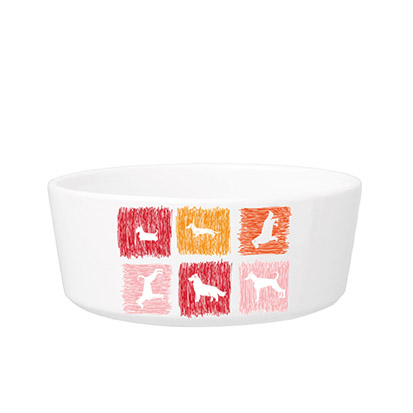 Abstract Dog Grid Melamine Pet Bowl – Artistic Non-Slip Feeding Dish for Dogs and Cats (M/L)
