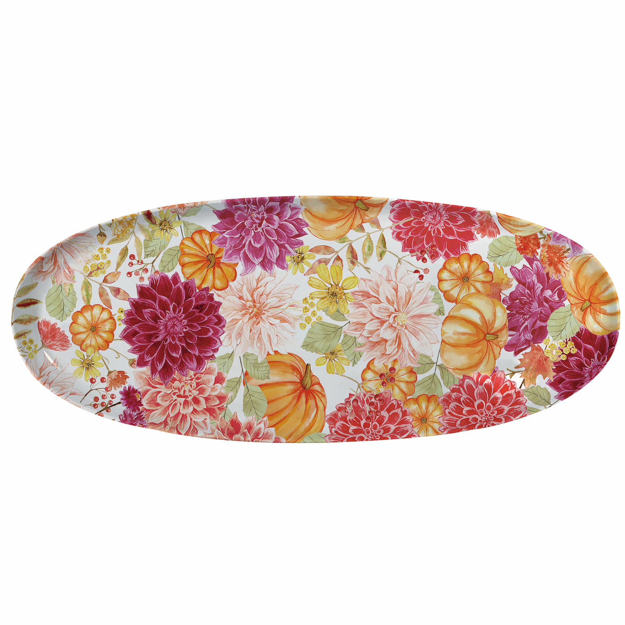 Autumn Floral Melamine Platter – Decorative Oval Serving Tra