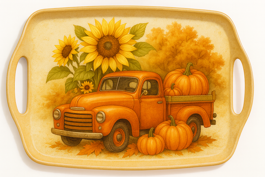 Fall Harvest Melamine Serving Tray with Handles – Vintage Pu