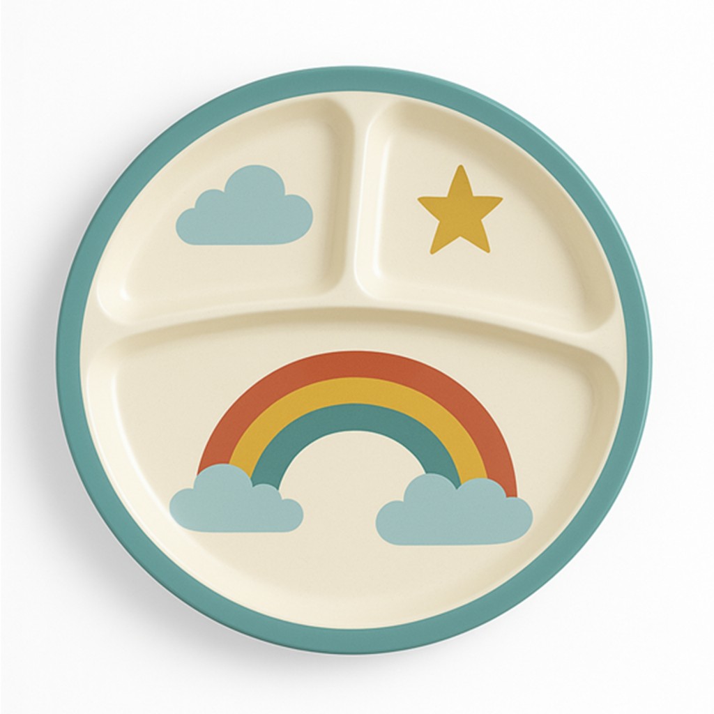 BPA Free Toddler 3 Section Dinner Plate  Melamine Divided Pl