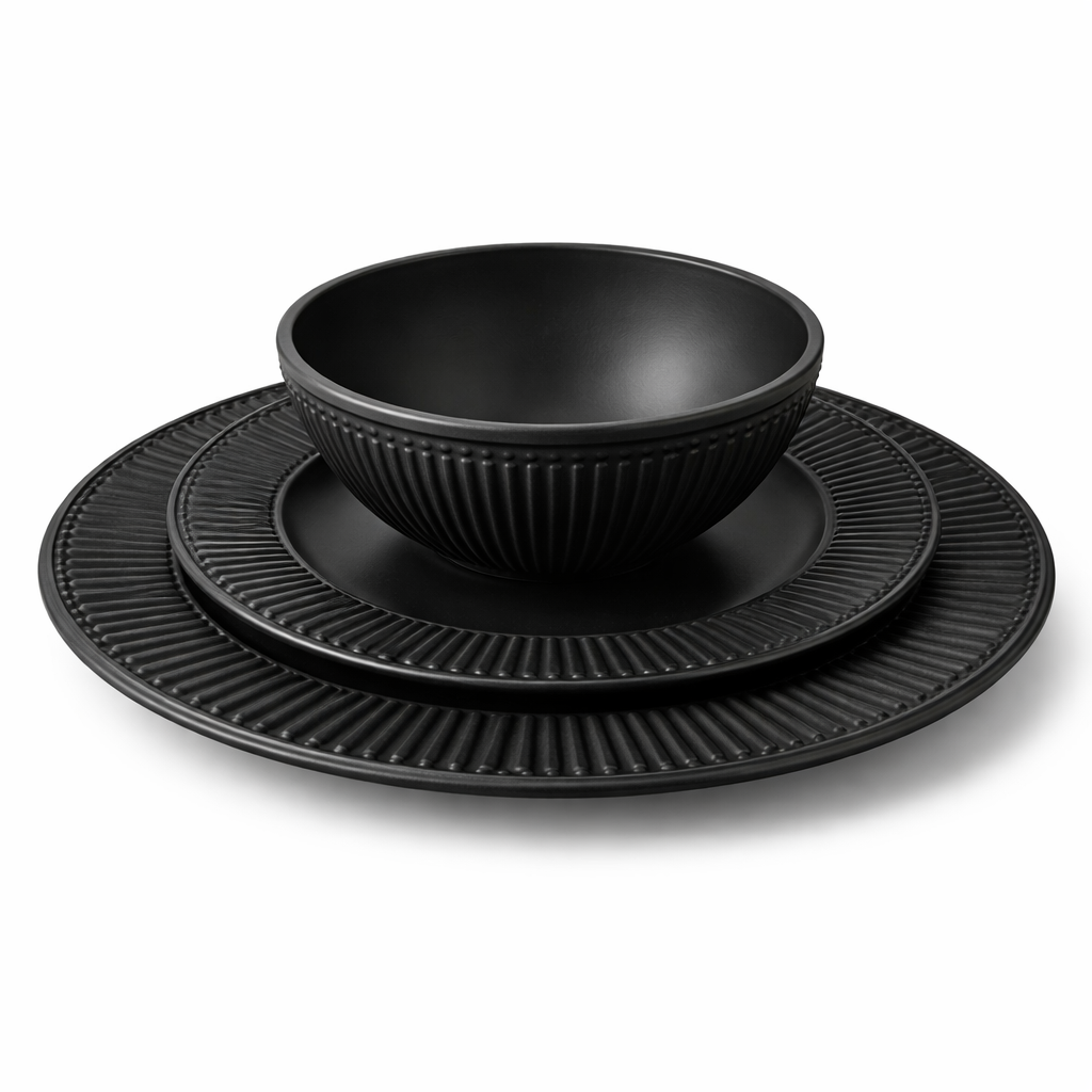 Halloween Inspired Black Melamine Dinnerware Set for Seasona