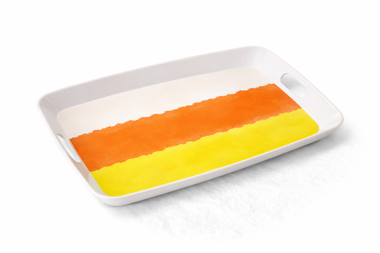 17" Candy Corn Melamine Handled Serving Tray for Commercial 