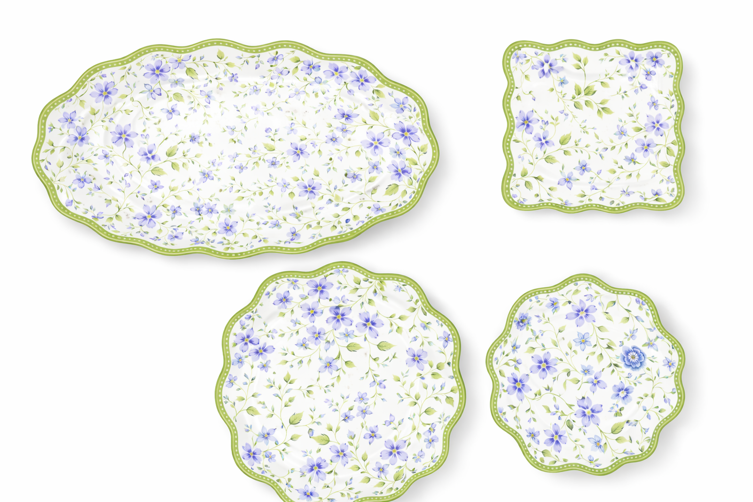 Floral Melamine Serveware Collection – Scalloped Edge, BPA F