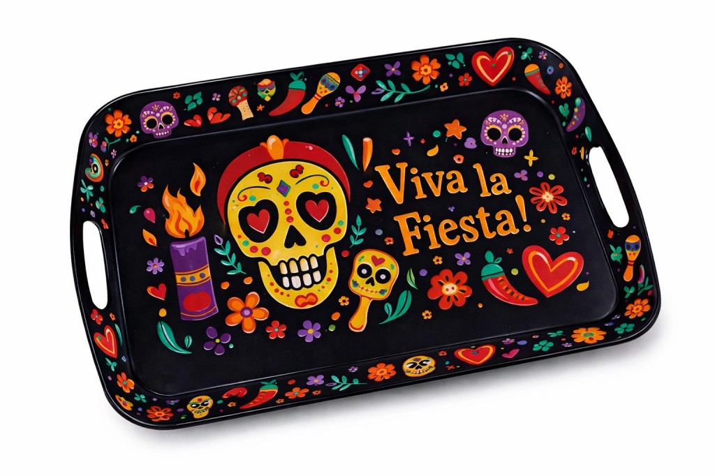 Day of the Dead Skull Colorful Party Melamine Serving Tray