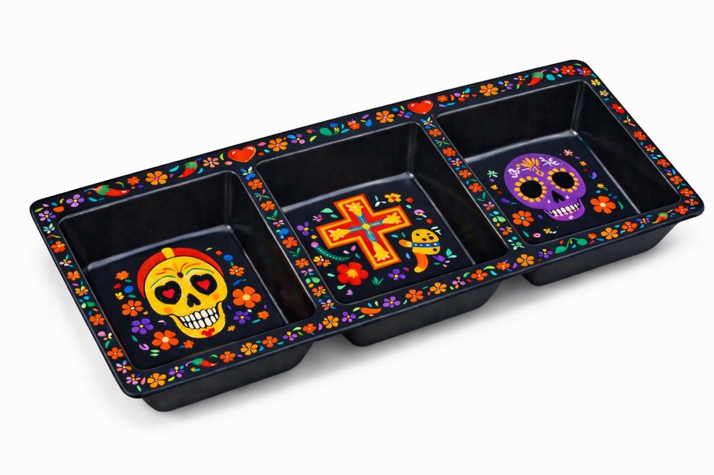 Day of the Dead Skull Party Snack Melamine Divided Tray