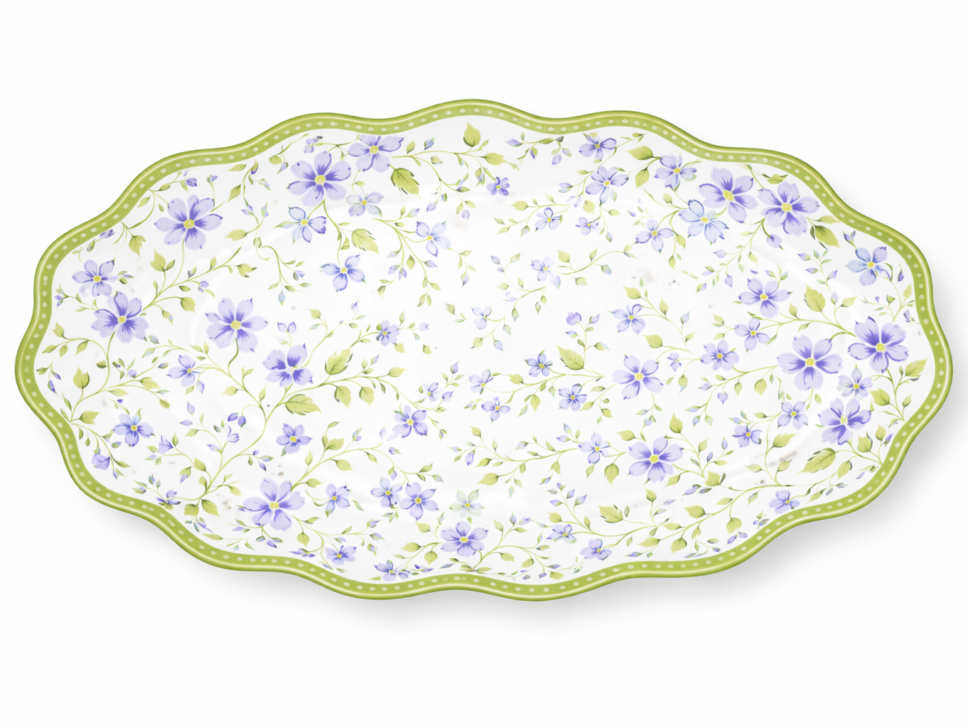 Elegant Blue Flower Tableware Spring Style Melamine Floral O