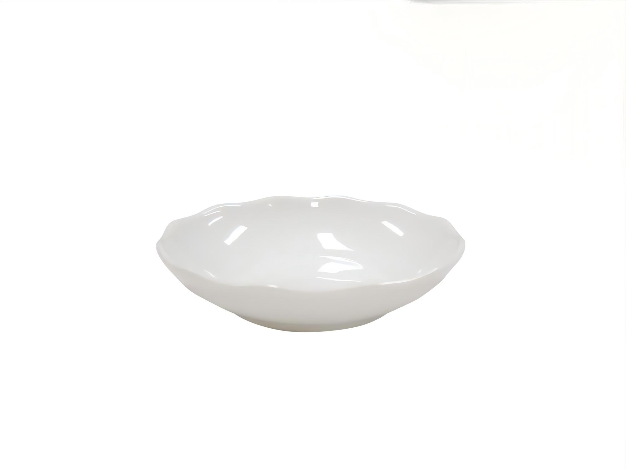 Melamine Wavy Rim Round Bowl 6.85inch/17.4×4cm – Elegant Whi