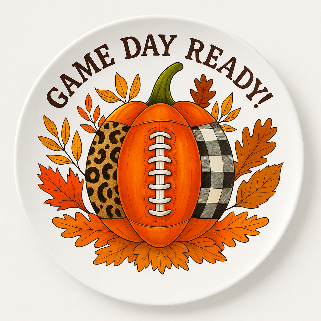 NFL-Inspired Melamine Plate for Game Day | Durable Fall Pump