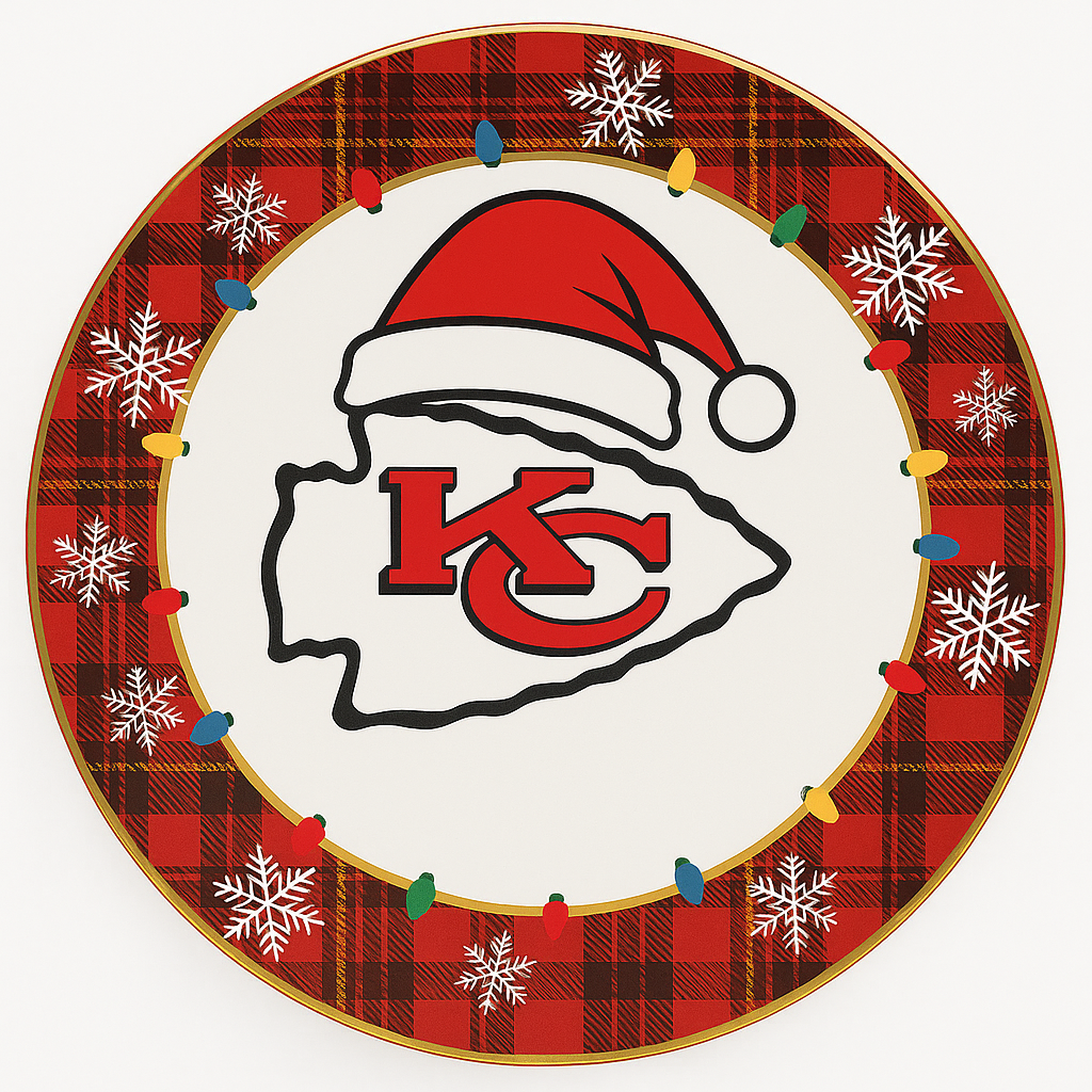 Kansas City Chiefs Christmas Melamine Plate – 11" Holiday Di