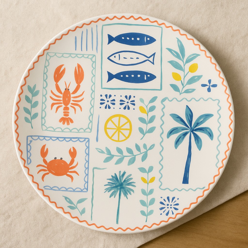 Tropical Ocean Round Plate – Creative Coastal Style Dinner P