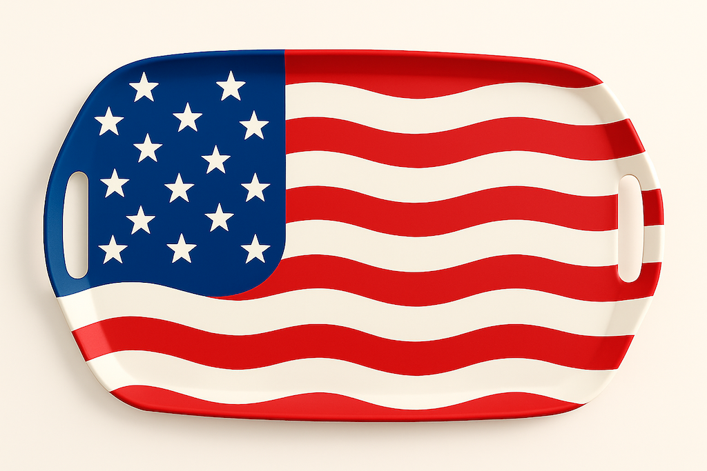 American Flag 19 Inch Melamine Serving Tray – Durable Handle