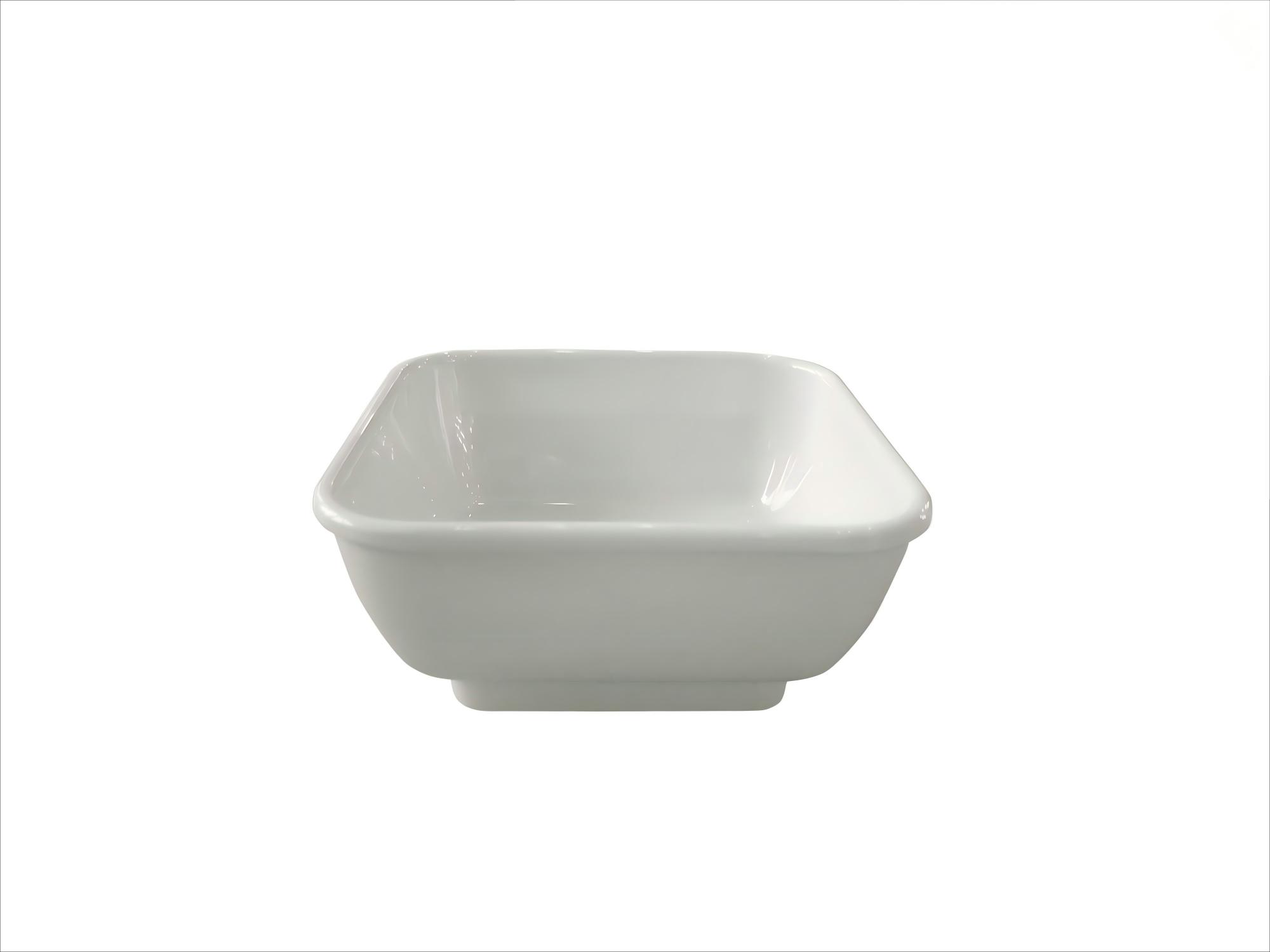Square Melamine Bowl with Rounded Corners – White Deep Servi