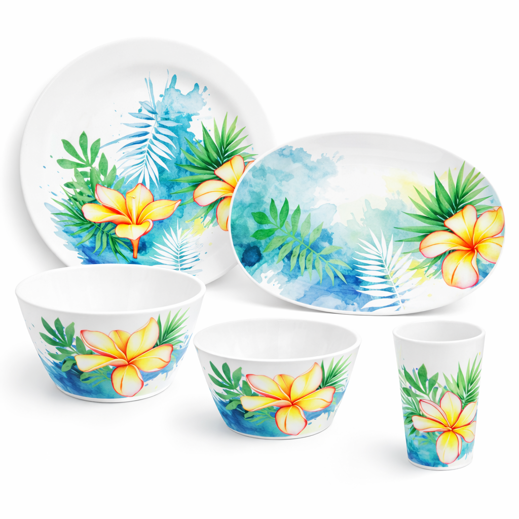 Tropical Melamine Dinnerware Set Wholesale | BPA Free Commer